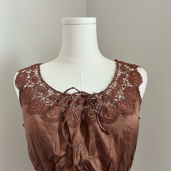 Miguelina Chocolate Brown Lace Top - Picture 3 of 8